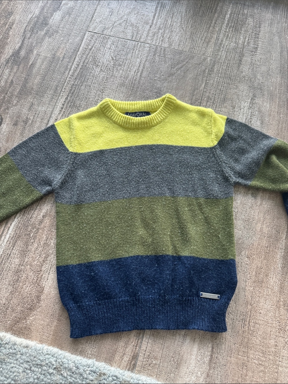 Mayoral Men's Striped Crewneck Sweater - Lime, Gray, Olive, Navy